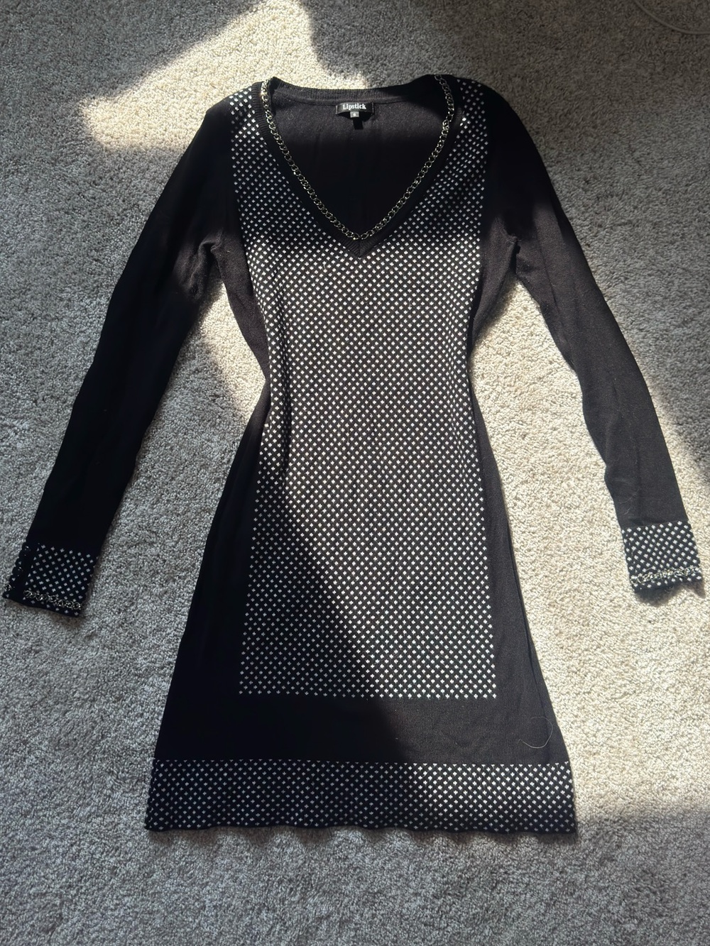 Black Polka Dot Sweater Dress
